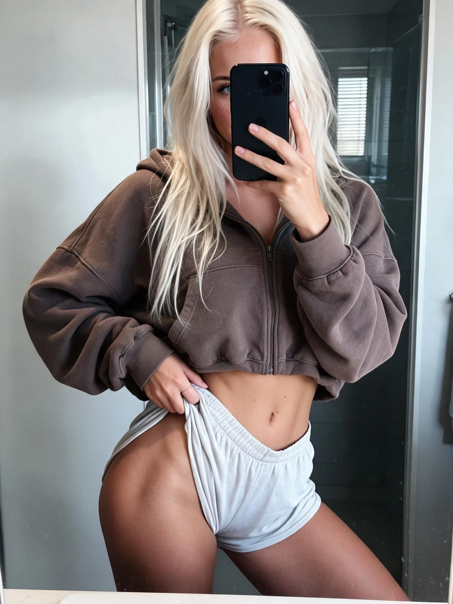 Noa taking a casual mirror selfie